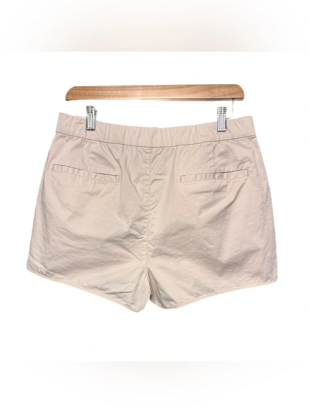 J.Crew Women's Size Medium Beige Cotton Blend Elastic Waist Preppy Chino Shorts